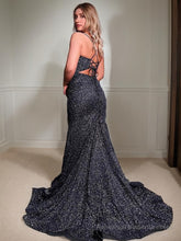 Sheath/Column V-neck Court Train Prom Dresses